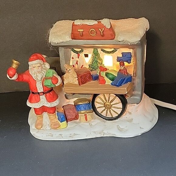 Russ Old Fashioned Christmas Porcelain Collection Electric santa/wagon. - Picture 2 of 9